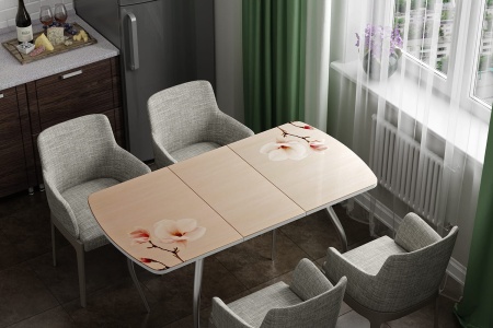 Стол Обеденный Раздвижной Бочонок Фотопечать (Ш-1100/1400 х Г-700 х В-760 мм)/Разные Цвета