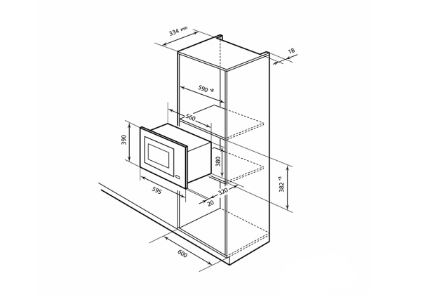 Встраиваемая микроволновка Millen MBW 381 черная