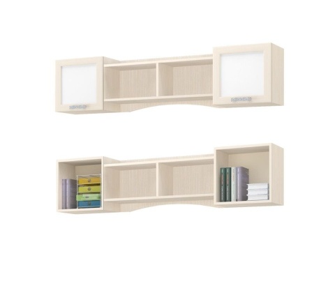 Антресоль ДЮ-02 Юнга-7 ЛДСП Белый ХДФ+Рамочный Профиль/Ясень Шимо Светлый (Д-1832 x В-450 x Г-320 мм)