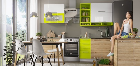 Кухонный Гарнитур Софья 2000 мм Дуб Сонома/Белый + Лайм